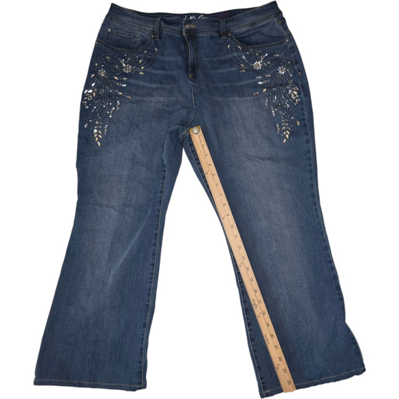 Lot of 2 VTG Y2K INC INTL CONCEPTS Knit  Pants Rhinestone Jeans. SZ 16 Capri - Picture 8 of 13